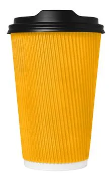 Corrugated disposable coffee cup with plastic cap Stock Photos