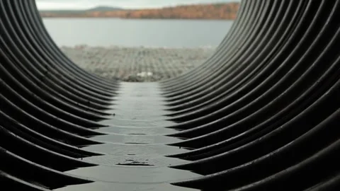 Corrugated pipe, purifying water, reflection Stock Footage 267979470