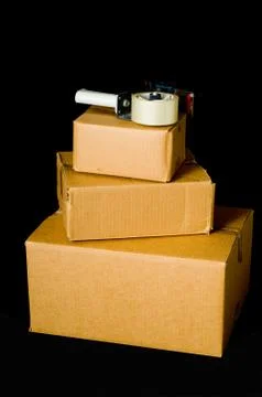 Corrugated shipping boxes Stock Photos