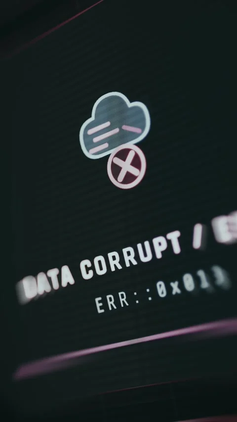 Corrupt Activity Data Error - Technology Screen Macro Stock Footage 336385039