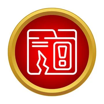 Corrupted data file folder with error warning icon Stock Illustration