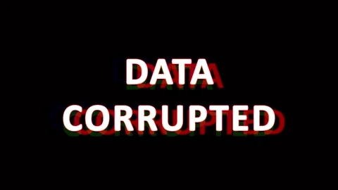 Corrupted Data Glitch Effect with Text Overlays in Cinematic Motion Video stock 344036201