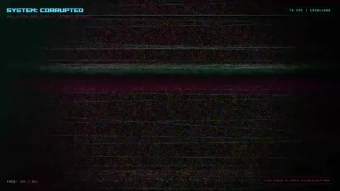 Corrupted Digital System Error Screen with Cyberpunk Glitch Effect Stock Footage 347787800