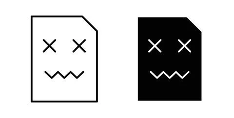 Corrupted file icon in black and white. vector icon pack for websites Stock Illustration