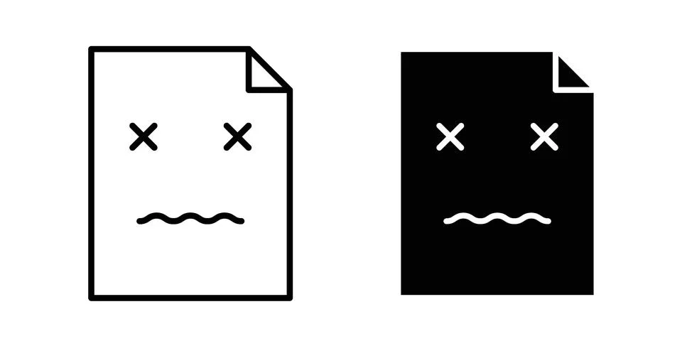 Corrupted file icon black vector isolated on white Stock Illustration