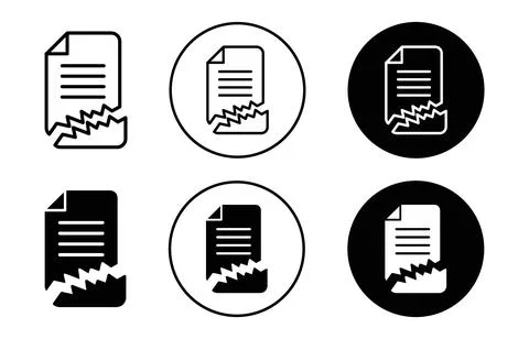 Corrupted file icon collection of outline thin line symbol or sign Illustrazione stock