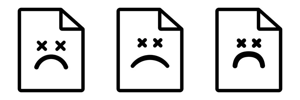 Corrupted file icon. Failed document with error Illustrazione stock
