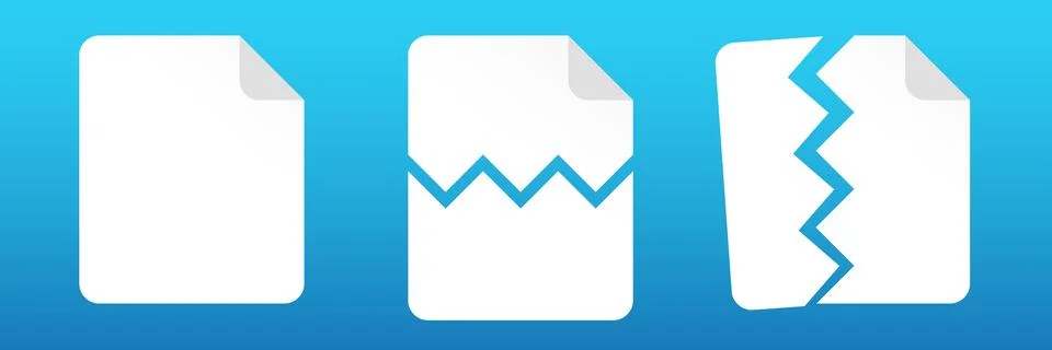 Corrupted file icon. Failed document with error Stock Illustration