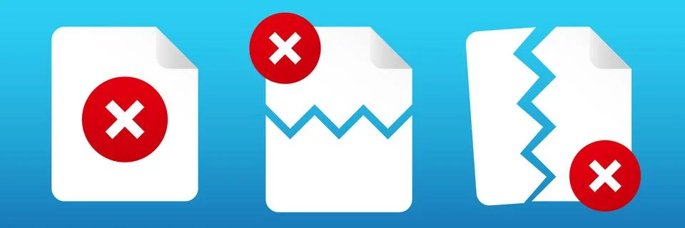 Corrupted file icon. Failed document with error イラスト素材