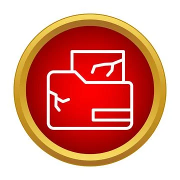 Corrupted folder data icon on red button Illustrazione stock