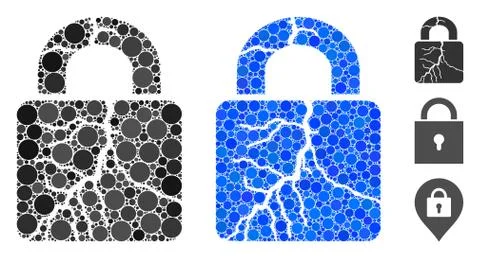 Corrupted Lock Composition Icon of Round Dots Stock Illustration