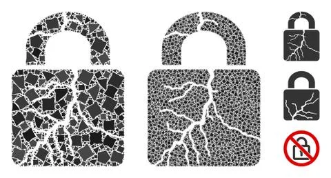 Corrupted lock Composition Icon of Tuberous Elements 库存插图