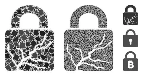 Corrupted lock Mosaic Icon of Rough Elements Stock Illustration