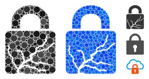 Corrupted Lock Mosaic Icon of Spheric Items Illustrazione stock