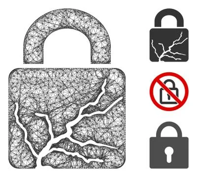 Corrupted Lock Polygonal Web Vector Mesh Illustration Illustrazione stock