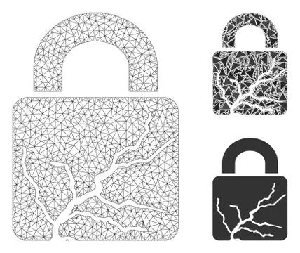 Corrupted Lock Vector Mesh Carcass Model and Triangle Mosaic Icon Stock-Illustration
