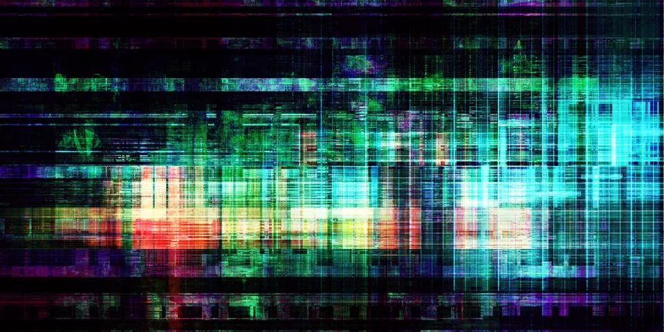 Corrupted Mainframe Aesthetic With Cybernetic System Failure Stock Illustration