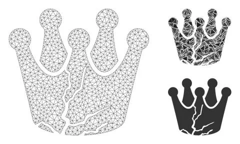 Corrupted Monarchy Vector Mesh Network Model and Triangle Mosaic Icon Stock Illustration