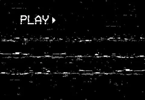 Corrupted play screen with glitch vector effect Stock Illustration