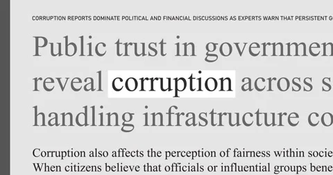 Corruption and bribery, changing news headlines sequence across media, news 스톡 동영상 330194443