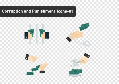 Corruption and punishment flat icon set on transparency background 03 Stock Illustration