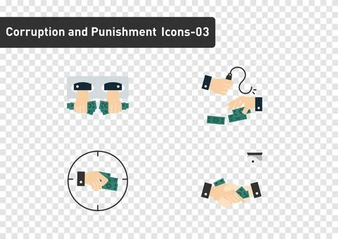Corruption and punishment flat icon set on transparency background 01 Stock Illustration