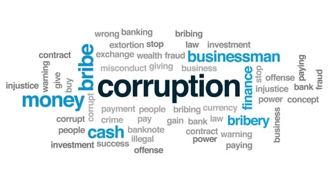 Corruption animated word cloud, text design animation. Stock Footage 79769727