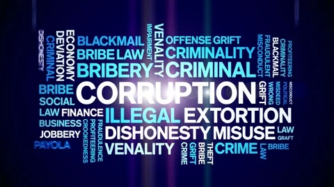 Corruption animated word cloud,animation tag kinetic typography seamless loop. Stock Footage 262319504
