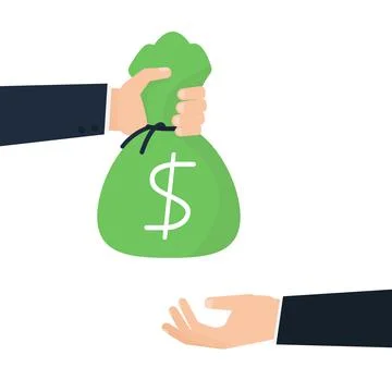 Corruption Bribery Payment Concept - Hand Money Bag Exchange Vector Stock-Illustration