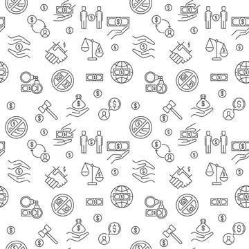 Corruption concept outline vector minimal seamless pattern 스톡 일러스트