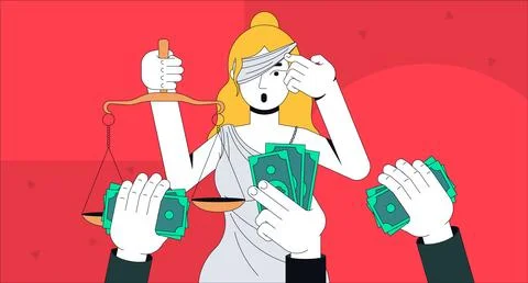 Corruption in justice system flat illustration Illustration