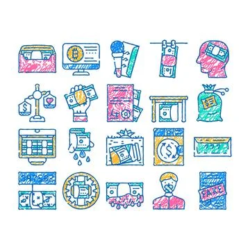 Corruption problem icon hand drawn 스톡 일러스트