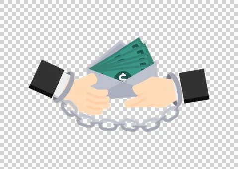 Corruption punishment with handcuffs isolated on transparency background Stock Illustration