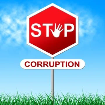 Corruption stop representing warning sign and dishonesty Stock Illustration