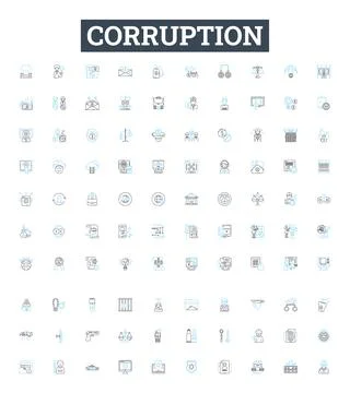 Corruption vector line icons set. Corrupt, Bribery, Misappropriation, Fraud Stock Illustration