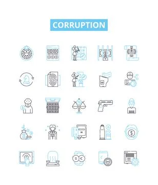 Corruption vector line icons set. Corrupt, Bribery, Misappropriation, Fraud Stock Illustration