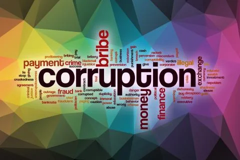 Corruption word cloud with abstract background Stock Illustration