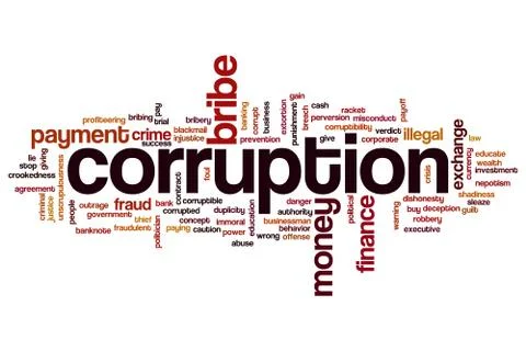 Corruption, word cloud concept on white background. Stock Illustration