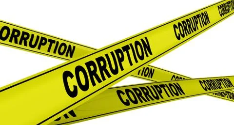 Corruption. Yellow warning tapes Stock Illustration