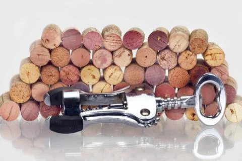 Corscrew and stoppers stack Stock Photos