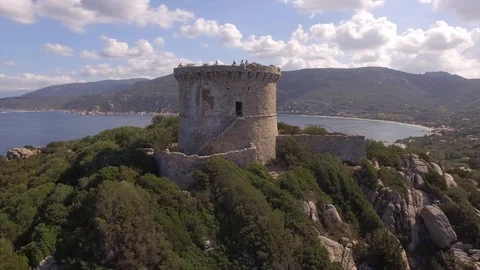 Corsica aerial DRONE tour campomoro Stock Footage