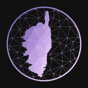 Corsica icon. Vector polygonal map of the island. Corsica icon in geometric.. 스톡 일러스트