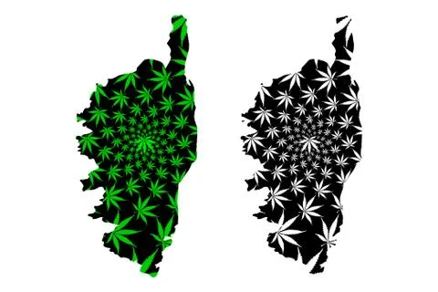 Corsica - map is designed cannabis leaf Stock Illustration