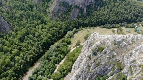 Corter turns over the cliffs. Nature aerial view. Stock Footage 129509025