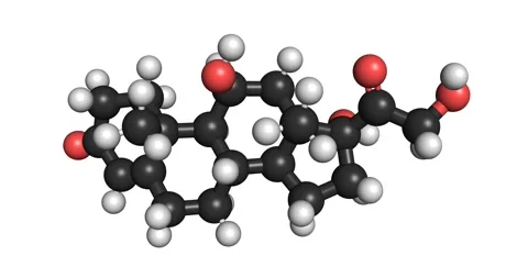 Cortisol molecule steroid hormone 3D render chemical structure 4K seamless loop Stock Footage 153154922