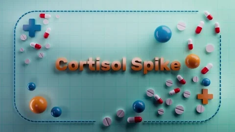 Cortisol Spike text animation on 3D medical background Stock Footage 314718008