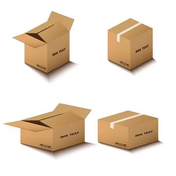 Corton box, postal packing, box on white background, vector illustration Illustrazione stock