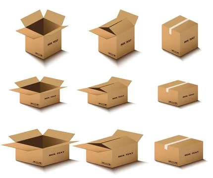 Corton box, postal packing, box on white background, vector illustration Ilustração Stock