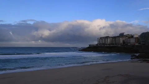 A Coruña issues weather alert due to high waves, A Coruña, ES - 03 Feb 2026 Stock Footage 328161333