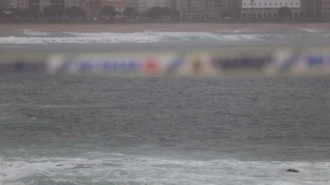A Coruña issues weather alert for waves, wind, A Coruña, ES - 10 Feb 2026 Stock Footage 328581446